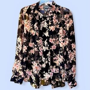 Floral Sheer Blouse Tank Notations 2-piece Sz M EUC $5‎ ADD ON with $15+ Bundle